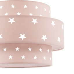 Happy Homewares Triple Tier Pink Cotton Fabric Kids Pendant Shade With Stars Decor - thumbnail 5