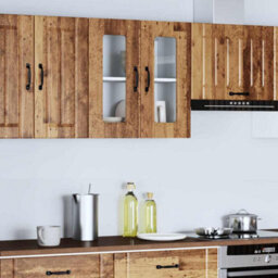 Berkfield Kitchen Wall Cabinet With Glass Door Kalmar Old Wood Engineered Wood - thumbnail 3