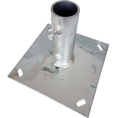 "1.5"" To 2"" Pole Mast Ground Base Plate Galvanised Stand Mount Aerial Satellite"
