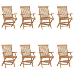 Berkfield Folding Garden Chairs 8 Pcs Solid Teak Wood