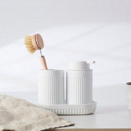 "Beslagsboden Freestanding White Soap Dish 17.8 X 9.5Cm (7"" X 3.7"") Wave Style Polyresin Soap Tray For Bath Sink Shower Bathroom" - thumbnail 2