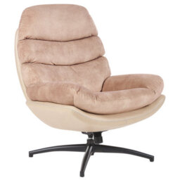 Beliani Swivel Armchair Eide With Footstool Velvet Sand Beige - thumbnail 4