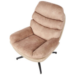 Beliani Swivel Armchair Eide With Footstool Velvet Sand Beige - thumbnail 7
