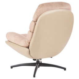 Beliani Swivel Armchair Eide With Footstool Velvet Sand Beige - thumbnail 6
