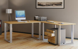 Vcm Desk Lona Silver / Honey Oak H. 76 X W. 190 X D. 160 Cm - thumbnail 2