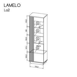 Arte Lamelo La2 Tall Display Cabinet - Elegant Showpiece In Oak Wotan & Black Matt, H1940mm W600mm D400mm - thumbnail 3