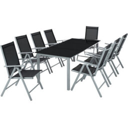 Tectake Garden Table And Chairs Pompeii - For 8 People, Aluminium Frame, Adjustable Backrests - Silver - 1 - thumbnail 1