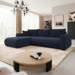 Universal Corner Sofa Bed With Storage Profiled Comfort Modern Fabric Left Or Right Hand 212 122Cm Sleeping Area Blue - thumbnail 2