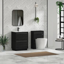 Royal Bathrooms Orion 600mm Floor Standing Bathroom Vanity Unit 2 Drawer Hale Black With Ceramic Basin & Black Accent Trim - thumbnail 4