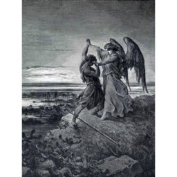 Artery8 Unframed Wall Art Gustave Dore Jacob Wrestling With Angel 1866 Dore Old Painting - 12X16 Inch - thumbnail 1