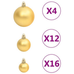 Berkfield 111 Piece Christmas Bauble Set Gold Polystyrene - thumbnail 5