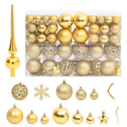 Berkfield 111 Piece Christmas Bauble Set Gold Polystyrene - thumbnail 1