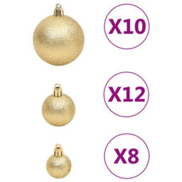 Berkfield 111 Piece Christmas Bauble Set Gold Polystyrene - thumbnail 7