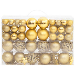 Berkfield 111 Piece Christmas Bauble Set Gold Polystyrene - thumbnail 2