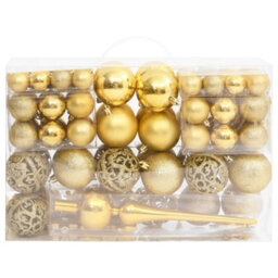 Berkfield 111 Piece Christmas Bauble Set Gold Polystyrene - thumbnail 3