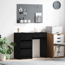 Berkfield Black Oak Writing Desk Black Oak Particle Board, Laminate Compact - thumbnail 1