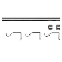 GoodHome Olympe Grey Chrome Effect Extendable Cap Single Curtain Pole Set, (L)1200mm-2100mm (Dia)28mm - thumbnail 2