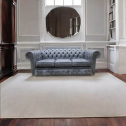 Chesterfield Original 3 Seater Settee Cracked Wax Ash Grey Real Leather Sofa - thumbnail 4