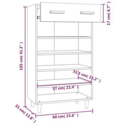 Berkfield Shoe Cabinet Smoked Oak 60X35X105 Cm Engineered Wood - thumbnail 9
