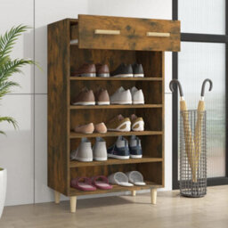 Berkfield Shoe Cabinet Smoked Oak 60X35X105 Cm Engineered Wood - thumbnail 3