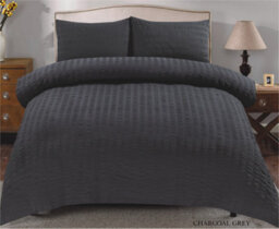 TheWhiteWater Limited Duvet Cover Set Seersucker Single/double/king/super King Bedding Set - Duvet Cover + Matching Pillowcase - Charcoal - thumbnail 3