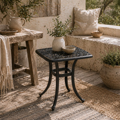Wyld Haus Kesa 53 X 53Cm Cast Aluminium Bronze Square Outdoor Bistro Table With Parasol Hole - image 1