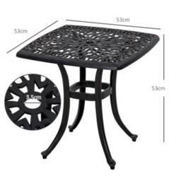 Wyld Haus Kesa 53 X 53Cm Cast Aluminium Bronze Square Outdoor Bistro Table With Parasol Hole - thumbnail 3