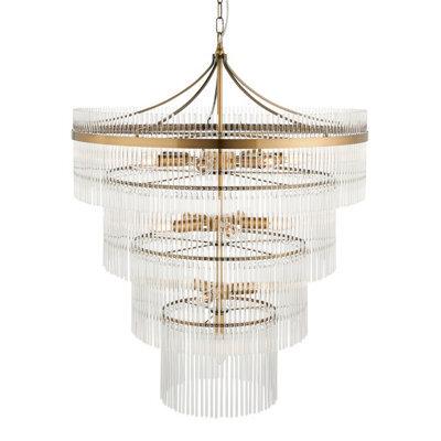 Loops Elegant Antique Brass Ceiling Pendant Light With Clear Glass For High Ceilings And Stairwells - image 1