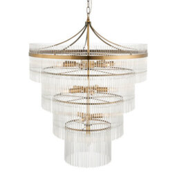 Loops Elegant Antique Brass Ceiling Pendant Light With Clear Glass For High Ceilings And Stairwells - thumbnail 1