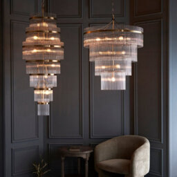 Loops Elegant Antique Brass Ceiling Pendant Light With Clear Glass For High Ceilings And Stairwells - thumbnail 7