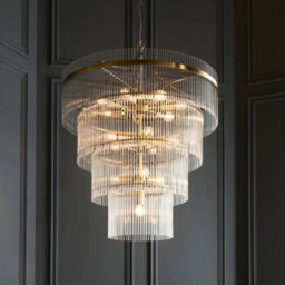 Loops Elegant Antique Brass Ceiling Pendant Light With Clear Glass For High Ceilings And Stairwells - thumbnail 2