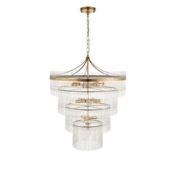 Loops Elegant Antique Brass Ceiling Pendant Light With Clear Glass For High Ceilings And Stairwells - thumbnail 8