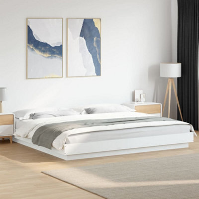 Berkfield Bed Frame With Led Lights Without Mattress White 200X200Cm - image 1