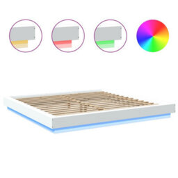 Berkfield Bed Frame With Led Lights Without Mattress White 200X200Cm - thumbnail 8