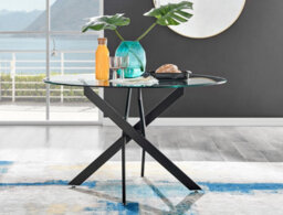 Furniturebox Uk Novara Black Leg 120Cm Round Glass Dining Table & 6 Green Belgravia Black Leg Chairs - thumbnail 3