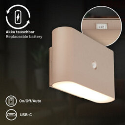Briloner Cordless Wall Light Rechargeable Lamp Up & Down Motion Sensor Stick-On 3W, 270Lm Beige - thumbnail 8