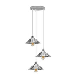 3 Head Vintage Ceiling Pendant Light With Metal Shades E27 Black - thumbnail 1