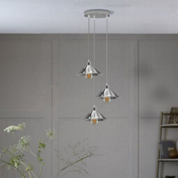 3 Head Vintage Ceiling Pendant Light With Metal Shades E27 Black - thumbnail 3