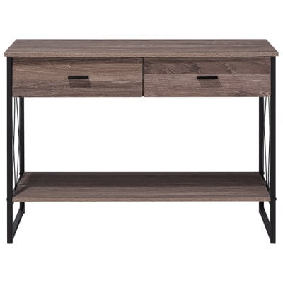 Wyld And Coco Industrial Console Table Taupe Melamine Black Metal Frame 106 X 45 X 76 Cm, 2 Drawers - image 1