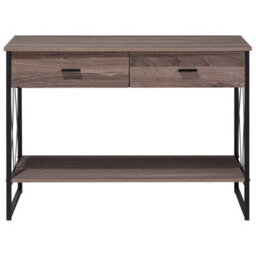 Wyld And Coco Industrial Console Table Taupe Melamine Black Metal Frame 106 X 45 X 76 Cm, 2 Drawers - thumbnail 1