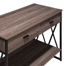 Wyld And Coco Industrial Console Table Taupe Melamine Black Metal Frame 106 X 45 X 76 Cm, 2 Drawers - thumbnail 7