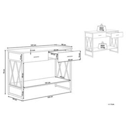 Wyld And Coco Industrial Console Table Taupe Melamine Black Metal Frame 106 X 45 X 76 Cm, 2 Drawers - thumbnail 4