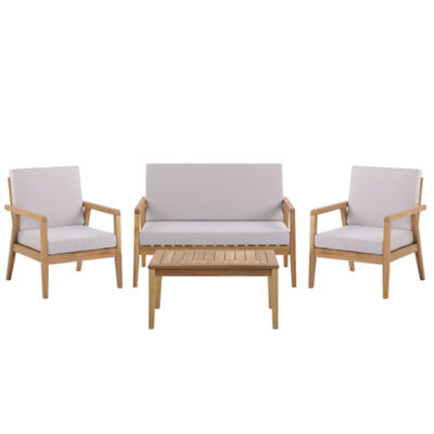 Beliani Garden Lounge Set With Table 4 Seater Pallano Acacia Wood Taupe - image 1