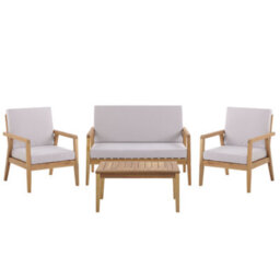 Beliani Garden Lounge Set With Table 4 Seater Pallano Acacia Wood Taupe - thumbnail 1