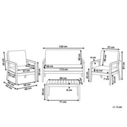 Beliani Garden Lounge Set With Table 4 Seater Pallano Acacia Wood Taupe - thumbnail 3