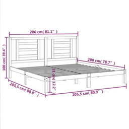 Berkfield Bed Frame Black Solid Wood Pine 200X200 Cm - thumbnail 6