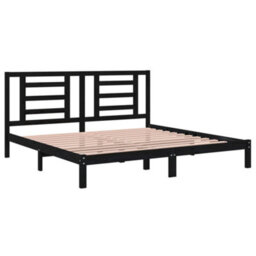Berkfield Bed Frame Black Solid Wood Pine 200X200 Cm - thumbnail 4