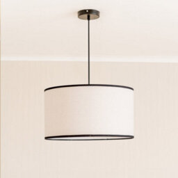 Valuelights Eva Natural Linen Fabric With Black Trim Large Drum Light Shade (D)45Cm - thumbnail 1