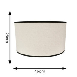Valuelights Eva Natural Linen Fabric With Black Trim Large Drum Light Shade (D)45Cm - thumbnail 4