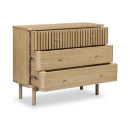 Finch Oak Slatted 3 Drawer Chest By Roseland Furniture - thumbnail 4